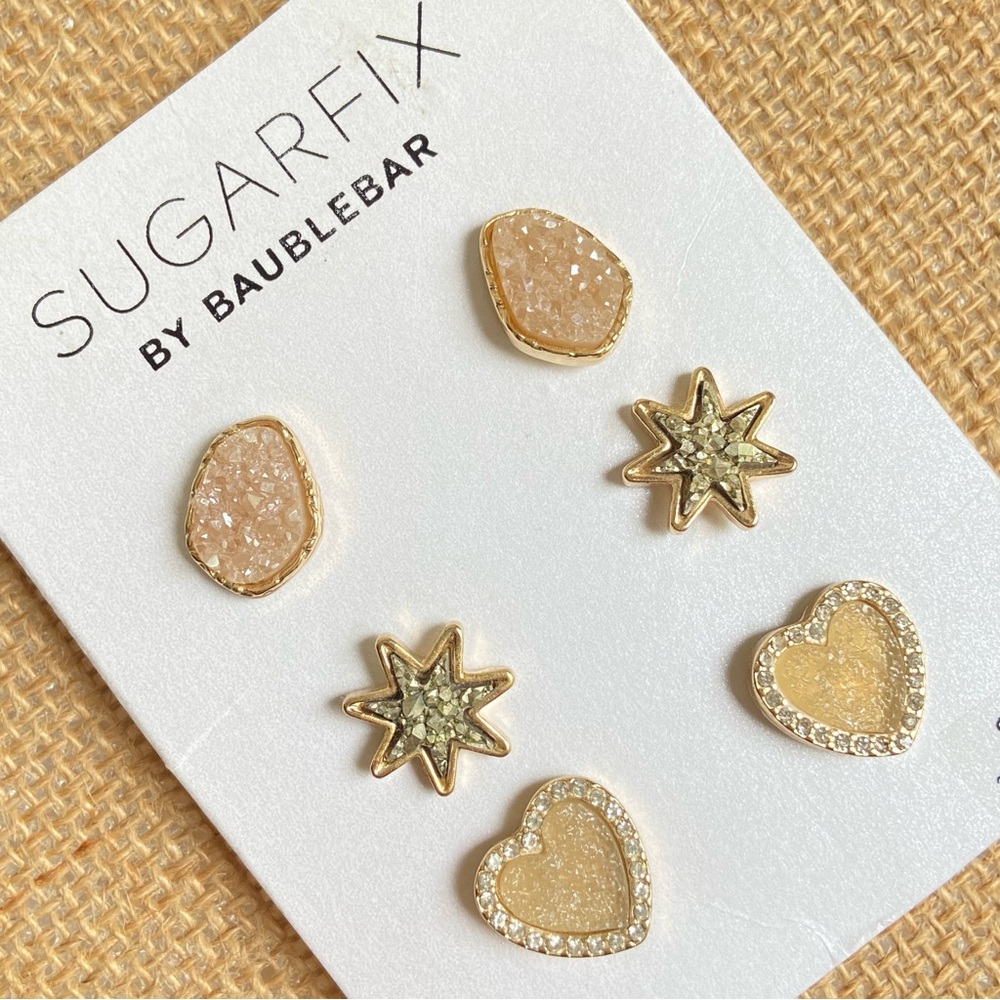 SugarFix by BaubleBar faux druzy and rhinestones pierced post stud earrings